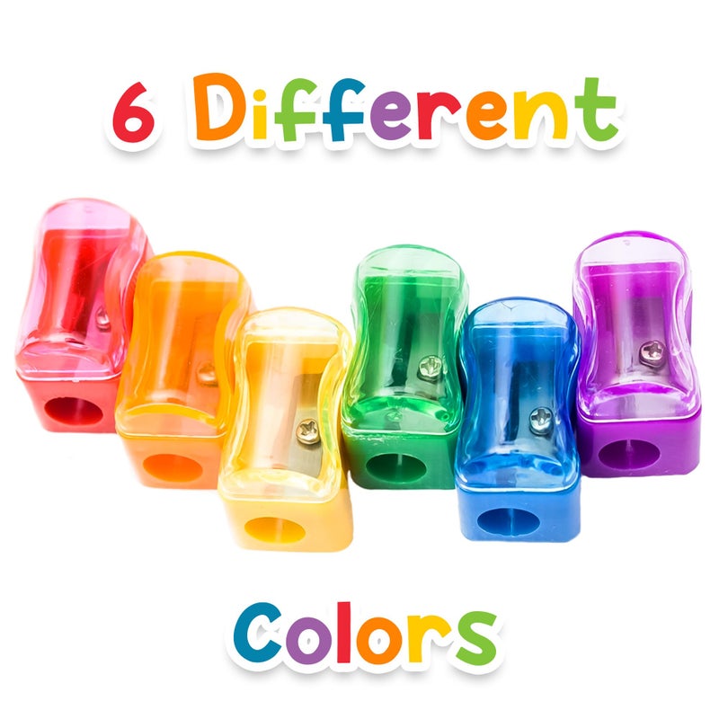 Fun Central 72 Pack Assorted Color Plastic Manual Pencil Sharpeners with Caps â€“ Bulk Classroom, Office, and Party Favor Supplies - Image 4